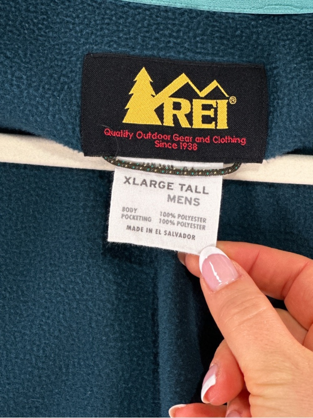 REI Co-op Mens XLT Polartec Fleece Full Zip Jacket Gorpcore Teal - Picture 6 of 14